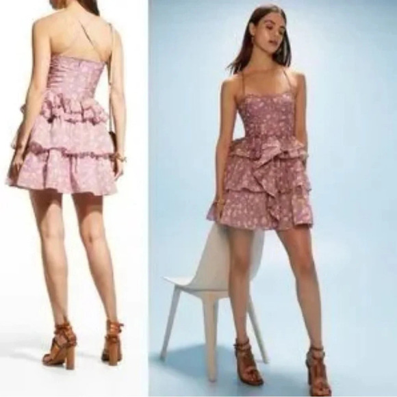 Ulla Johnson Celina Bodice  Ruffle Silk Blend Mini Dress NWT in Purple - Picture 8 of 9